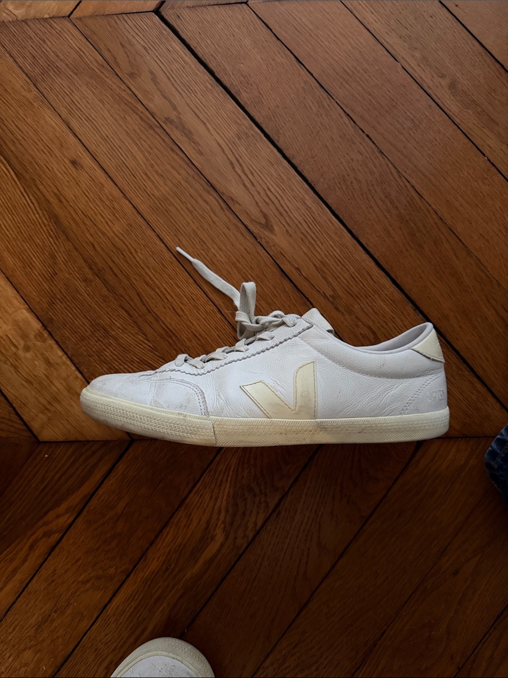 White Casual Leather Men's Sneaker with Subtle Cream Accent